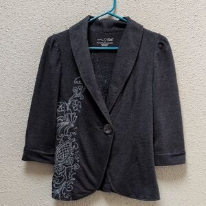 RXB Charcoal Blazer with Floral Embroidery